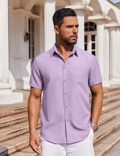 41ckNpO74qL.jpg Men's Short Sleeve Button Down Shirt Casual Untucked Dress Shirt Stretch Denim Shirt