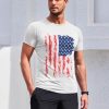Men's Short Sleeve Loose fit Basic T-Shirt Active Performance Sports Tee Flag