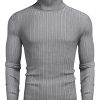 Men's Slim Fit Turtleneck Sweater Ribbed Knitted High Neck Pullover Sweaters