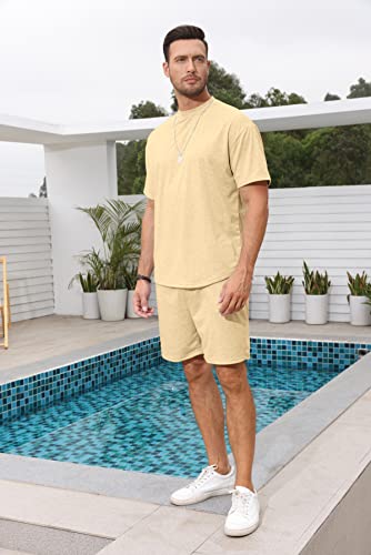 41dYMchEj5L.jpg Mens 2 Piece Outfits Casual Tracksuit Shorts Summer Sweatsuit Oversize Short Sleeve Sport Set