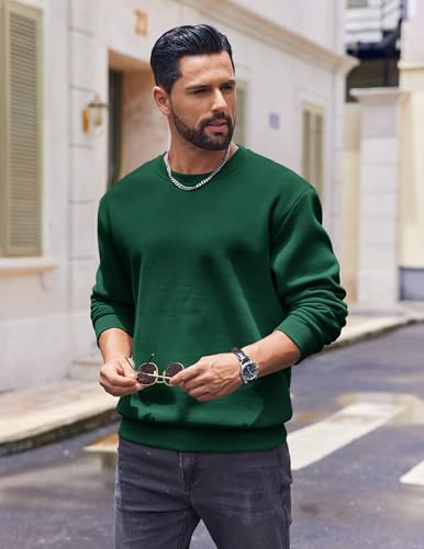 Men's Fleece Crewneck Sweatshirt Cotton Long Sleeve Pullover Casual Thermal Shirts