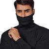 Mens Turtleneck Sweater Waffle Knit Long Sleeve Pullover Sweaters Solid Thermal Casual Pullovers