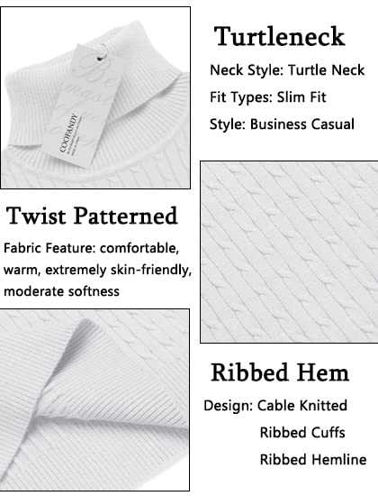 Men's Slim Fit Turtleneck Sweater Casual Twist Patterned Pullover Knitted Sweaters