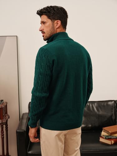 Mens Quarter Zip Sweater Cable Knitted Pullover Sweaters Textured Solid Colors Sweater