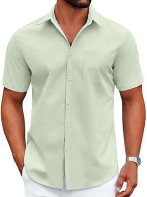 Mens Dress Shirts Short Sleeve Business Casual Shirts Regular Fit Casual Button Down Untucked Shirts