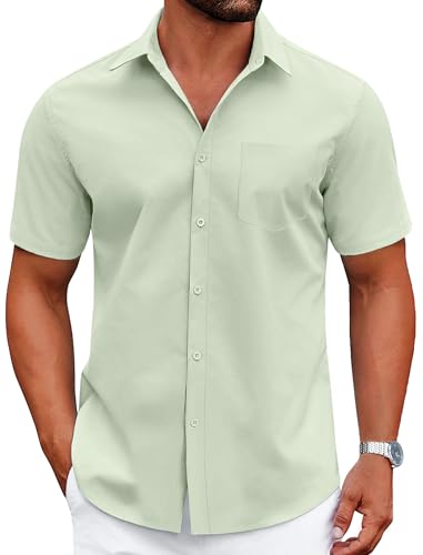 Mens Dress Shirts Short Sleeve Business Casual Shirts Regular Fit Casual Button Down Untucked Shirts