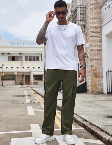Men's Casual Cargo Pants Cotton Drawstring Athletic Jogger Sweatpants