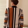 Mens Mock Turtleneck Sweater Vintage Striped Pullover Sweater Fashion Jumper Sweater