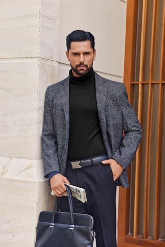 Mens Ribbed Turtleneck Shirts Lightweight Long Sleeve Thermal Undershirts Pullover Casual Sweater S-XXL