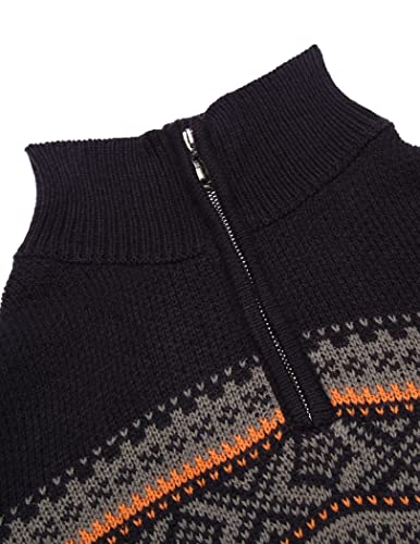 Men's Quarter Zip Pullover Sweater Casual Zip Up Polo Sweater Knit