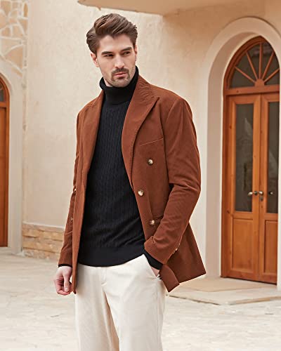 Men's Turtle Neck Pullover Wool Blend Lightweight Cable-Knit Pullover Sweater