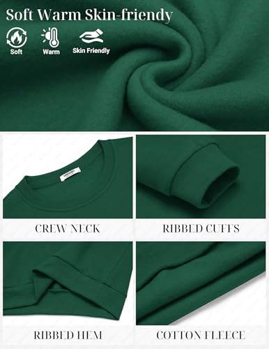 Men's Fleece Crewneck Sweatshirt Cotton Long Sleeve Pullover Casual Thermal Shirts