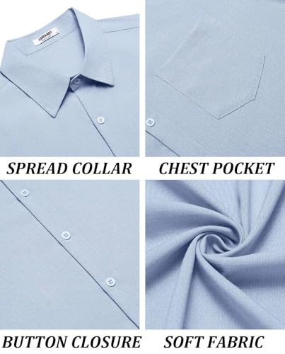 Men's Short Sleeve Button Down Shirt Casual Linen Shirts Summer Beach Vacation Shirt with Pocket