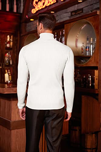 Men's Slim Fit Turtleneck Sweater Casual Twist Patterned Pullover Knitted Sweaters