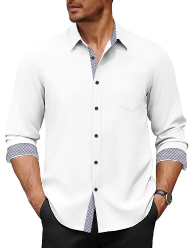 Men's Dress Shirt Wrinkle Free Regular Fit Stretch Long Sleeve Button Down Shirts