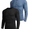 Men's 2Pack Slim Fit Henley Shirts Long Sleeve Lightweight Fashion Casual Cotton Basic T Shirts