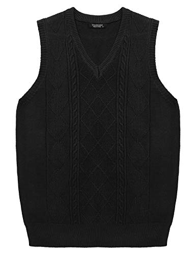 Mens V Neck Sweater Vest Knit Sleeveless Pullover Sweater Casual Slim Fit Twisted Vest