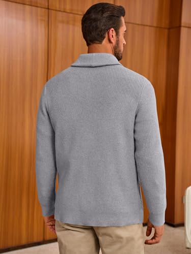 Mens Shawl Collar Cardigan Sweater Cable Knit Button Down Sweaters Long Sleeve Casual Winter Outwear