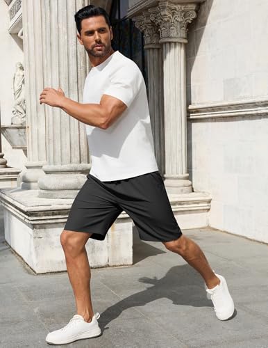 Men's 7 inch Casual Shorts Drawstring Waist Lightweight Quick Dry Summer Beach Board Shorts with Pockets