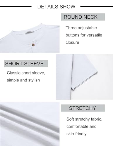 Mens Henley Shirts Short Sleeve Casual Button Down Shirts Lightweight Summer Basic Tee