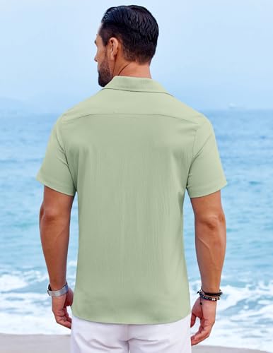 Mens Button Down Shirt Short Sleeve Causal Beach Shirts Summer Shirts with Pocket