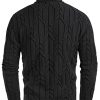 Men's Turtleneck Pullover Sweaters Long Sleeve Solid Twisted Cable Knit Sweater