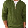 Mens Quarter Zip Sweater Casual Slim Fit Pullovers Sweaters Knit Twill Texture Pullover