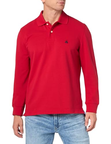 Men's Long Sleeve Cotton Pique Stretch Logo Polo Shirt