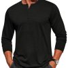 Mens Henley Shirt Long Sleeve Casual Stretch Solid T-Shirts Fashion Pullover Lightweight Fall Tops