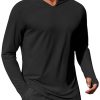 Mens UPF 50+ Hoodie Shirts Long Sleeve Rash Guard Sun Protection Fishing Shirts Lightweight Quick Dry Hoodies