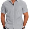 41nhWKkn9XL.jpg Mens Casual Button Down Shirts Short Sleeve Business Shirts Lightweight Wrinkle Free Dress Shirts