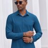 Men's Dress Shirts Long Sleeve Casual Button Down Shirt Solid Wrinkle Free Formal Business Shirts