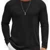 Men's Long Sleeve Tee Shirts Crew Neck T Shirt Solid Casual Basic Tees Soft Stretch T-Shirts