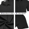 Men's Button Down Short Sleeve Shirt Casual Cotton Summer Beach Linen Wedding Shirts with Pocket