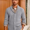 Mens Shawl Collar Cardigan Sweater Cable Knit Button Down Sweaters Long Sleeve Casual Winter Outwear