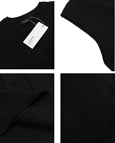 Mens V Neck Sweater Vest Knit Sleeveless Pullover Sweater Casual Slim Fit Twisted Vest