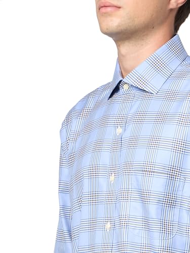 Men's Stretch Supima Cotton Non-Iron Herringbone English Collar Long Sleeve Dress Shirt