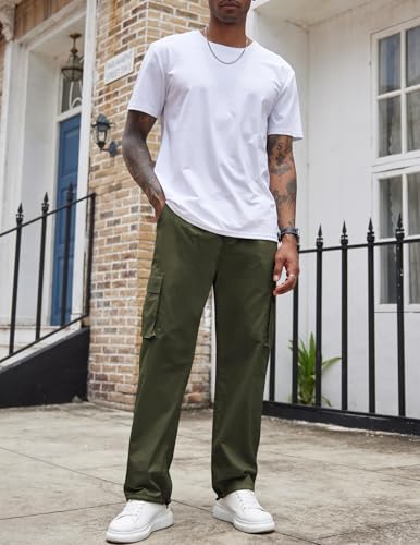 Men's Casual Cargo Pants Cotton Drawstring Athletic Jogger Sweatpants