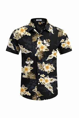41s83IAirNL.jpg Hawaiian Shirt for Men Short Sleeve Floral Button Down Shirt Tropical Casual Summer Beach Shirts