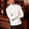 Men's Slim Fit Turtleneck Sweater Casual Twist Patterned Pullover Knitted Sweaters