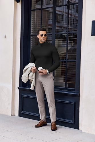 Men's Turtleneck Long Sleeve Turtle Neck Shirts Basic Lightweight Undershirt Thermal Pullover Sweater S-XXL