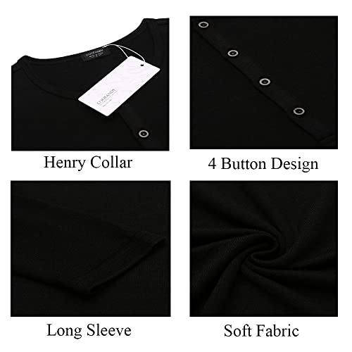 Men's 2Pack Slim Fit Henley Shirts Long Sleeve Lightweight Fashion Casual Cotton Basic T Shirts