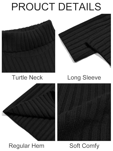 Mens Chunky Turtleneck Sweaters Cable Knitted Casual Slim Fit Fall Winter Warm Pullover Sweater
