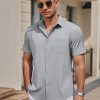 41uFbgVCltL.jpg Mens Casual Button Down Shirts Short Sleeve Business Shirts Lightweight Wrinkle Free Dress Shirts