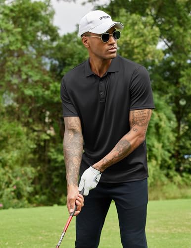Men Polo Shirts Short Sleeve Quick Drying Athletic Collared Golf Shirts Moisture Wicking Tees