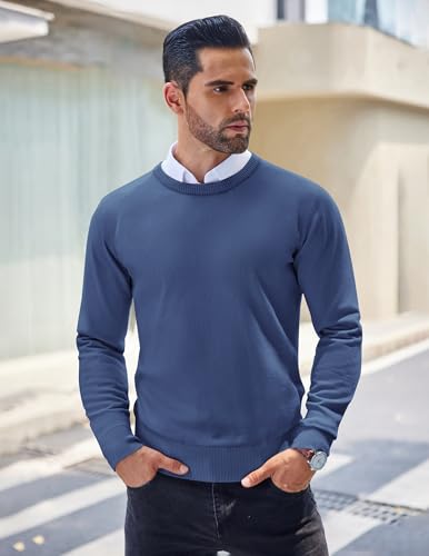 41uTa4rNlNL.jpg Men's Crew Neck Sweater Slim Fit Lightweight Sweatshirts Knitted Pullover for Casual Or Dressy Wear