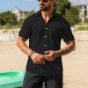 Men's Muscle Dress Shirts Short Sleeve Stretch Casual Button Down Shirts Wrinkle Free Slim Fit Dress Shirt for Men