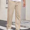 Men's Casual Chino Pants Relaxed Fit Drawstring Elastic Waist Lightweight Pant Twill Pleated Trousers