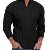 Men's Quarter Zip Sweater Cable Knit Mock Turtleneck Sweater Long Sleeve Soft Casual Pullover Sweater