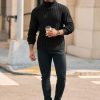 Mens Chunky Turtleneck Sweaters Cable Knitted Casual Slim Fit Fall Winter Warm Pullover Sweater